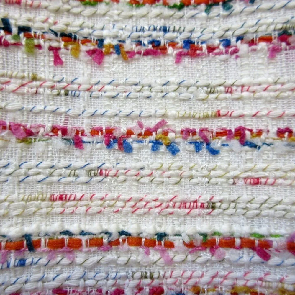 NWT J.Crew Sheath in Ivory Rainbow Multi Tweed Sleeveless Fringe Dress 18